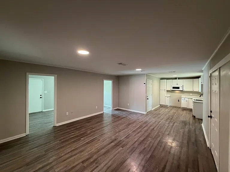 View of kitchen and living room