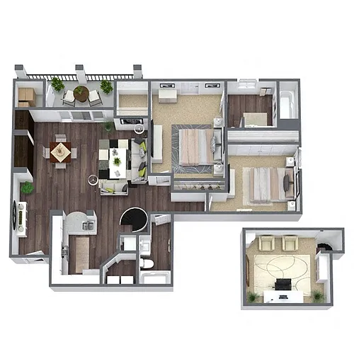 Floor plan B2: 2 Bed 2 Bath