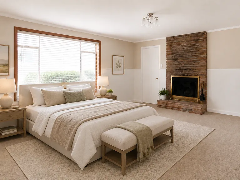Only one bedroom out of the entire home has carpet, this one.