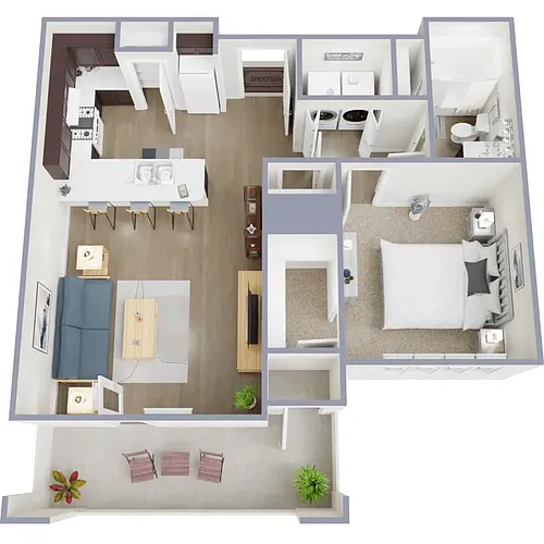 Floor plan One Bedroom, One Bathroom
