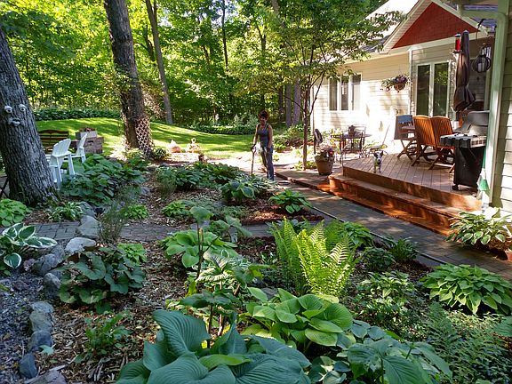 Rear porch, patios & gardens