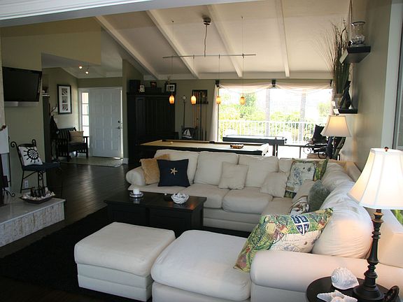 Formal Living Room with Fireplace and Ocean Views