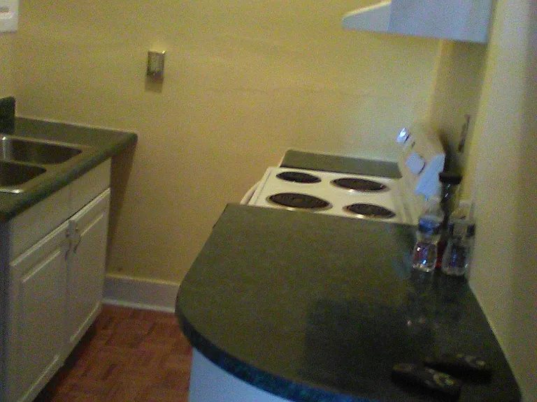 kitchen has been remodeled, refrigerator in the kitchen.