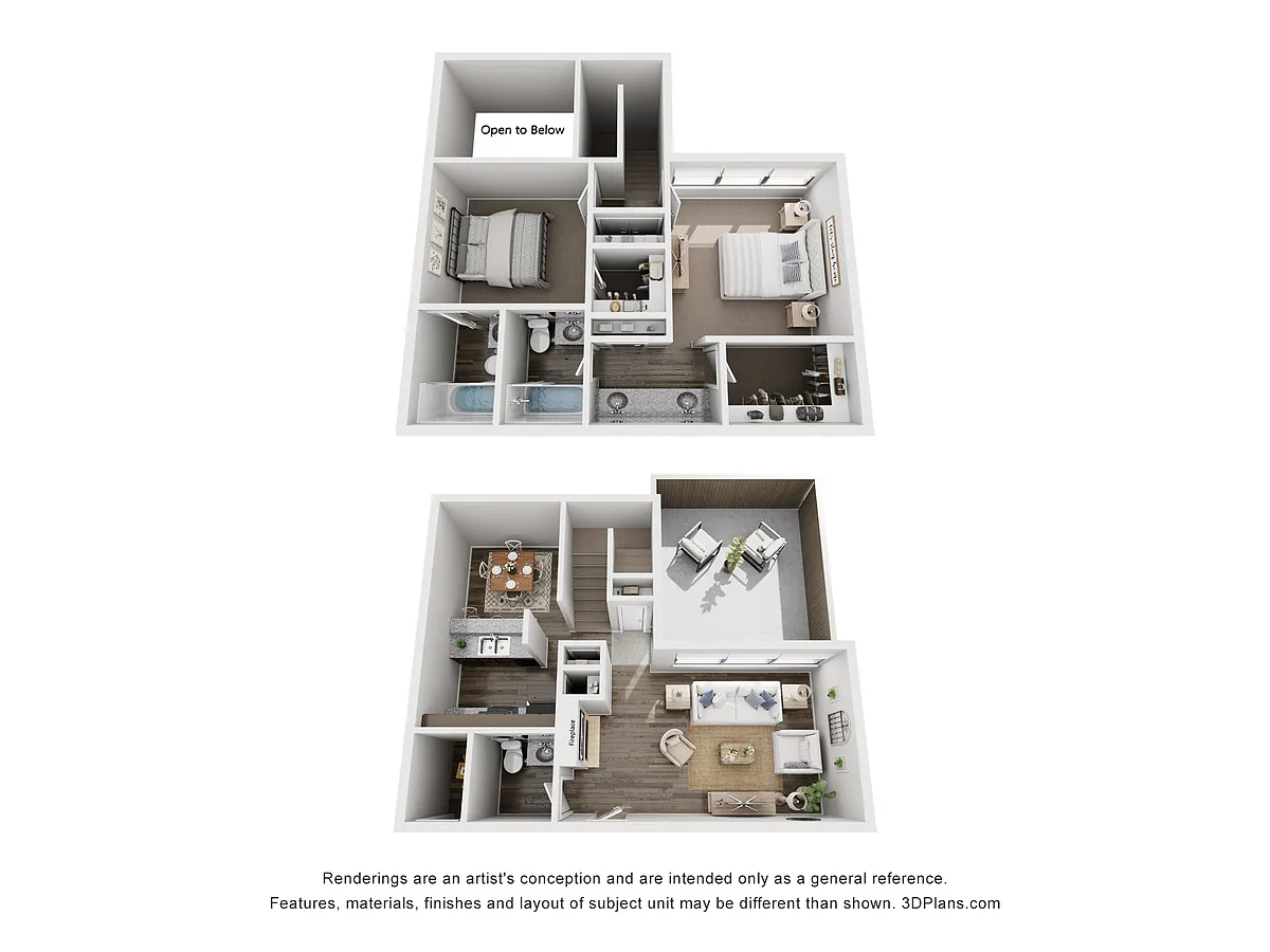 Floor plan B1 | 2 Bed | 2.5 Bath