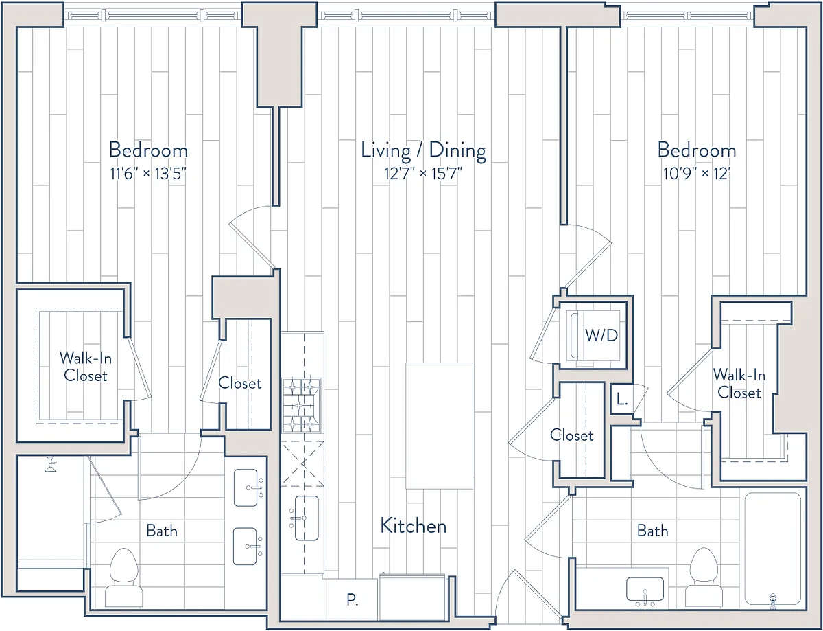 Floor plan 2 Bed/2 Bath-E16
