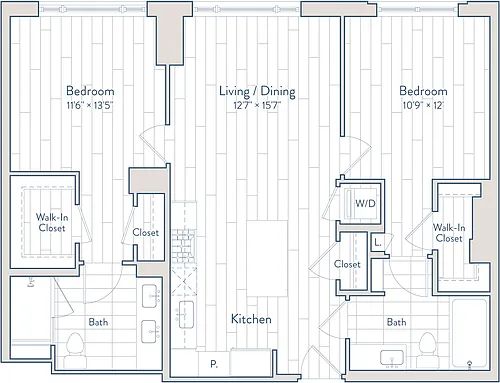 Floor plan 2 Bed/2 Bath-E16