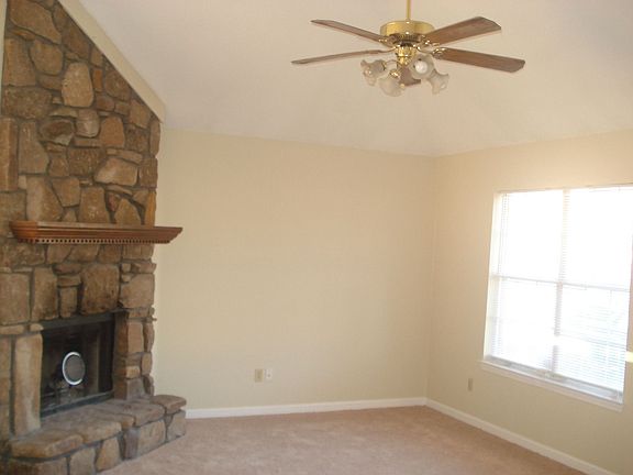 Wood burning stone fireplace