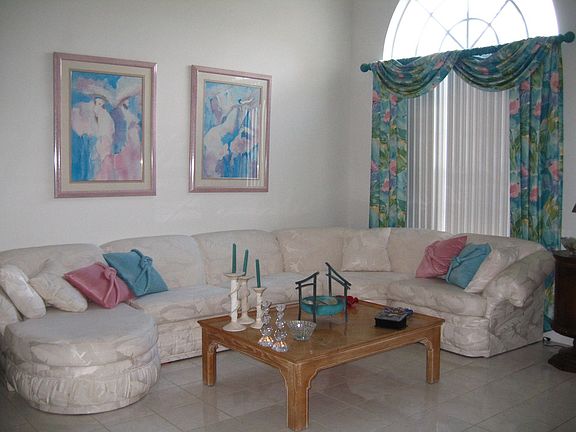 Living room with cathedral ceilings