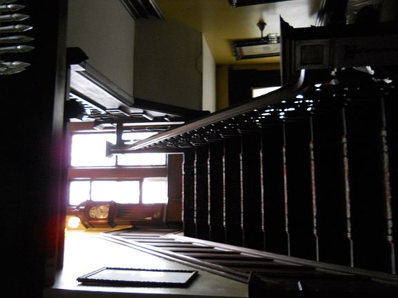 Leaded windows on landing