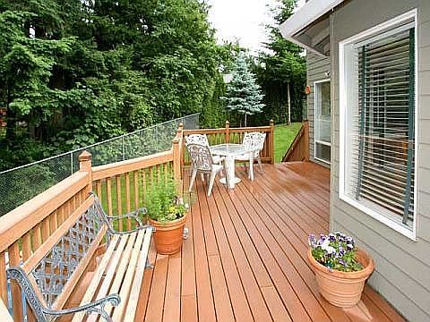 Deck with gas line for BBQ