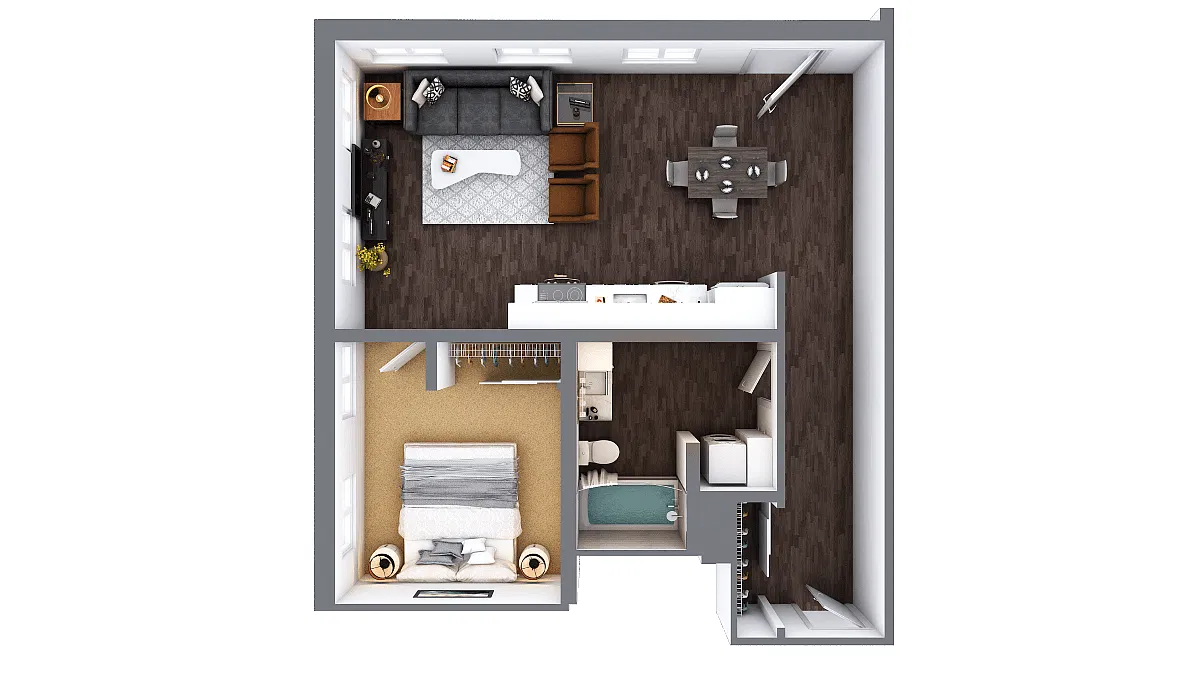 Floor plan 1 Bed 1 Bath F
