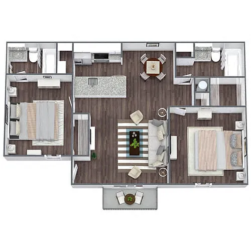 Floor plan B1: 2 Bed 2 Bath