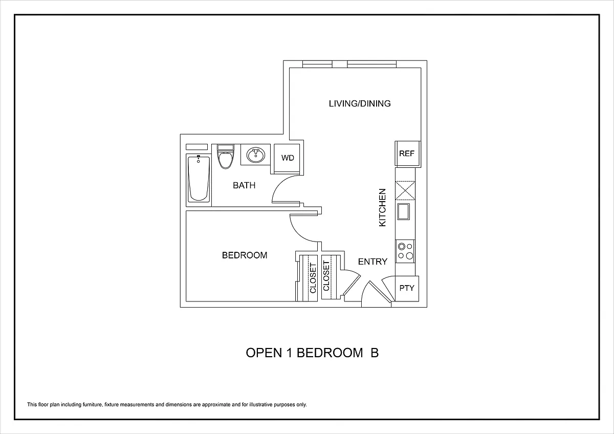 Floor plan Open One Bed