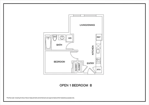 Floor plan Open One Bed