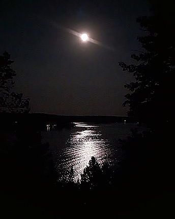 Moon over the lake.