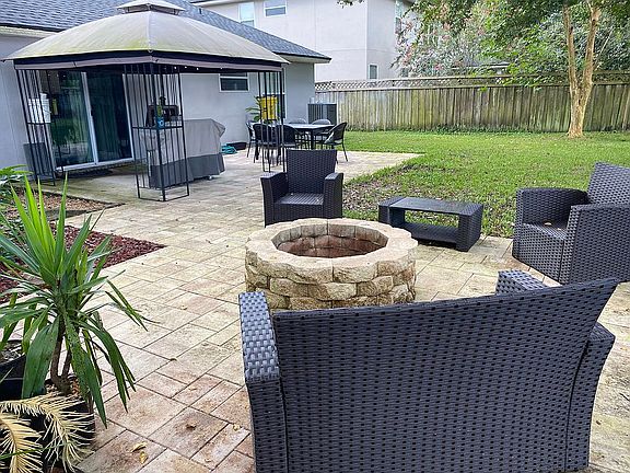 Backyard with fire pit