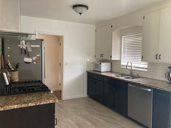 Kitchen from garage door entrance view