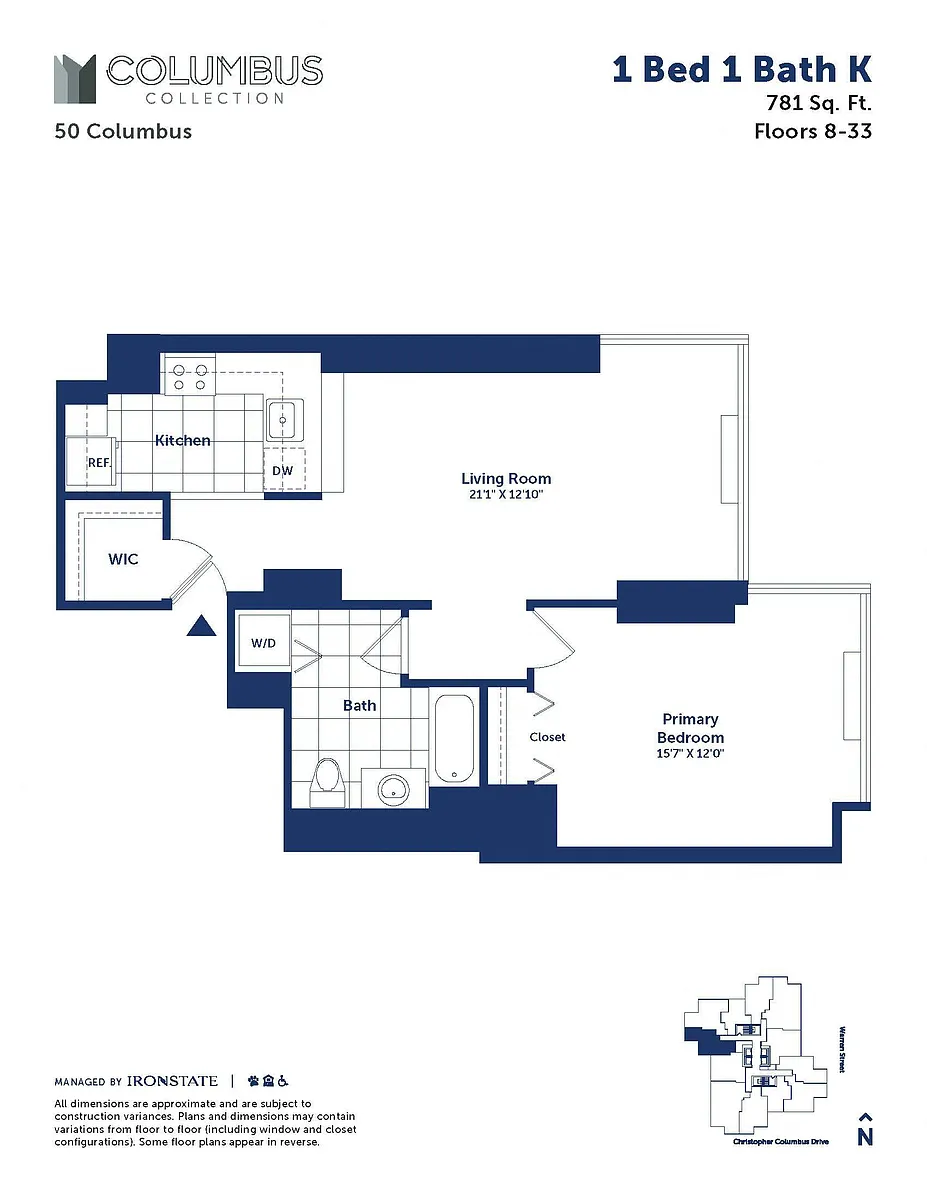 Floor plan 1 Bed 1 Bath K
