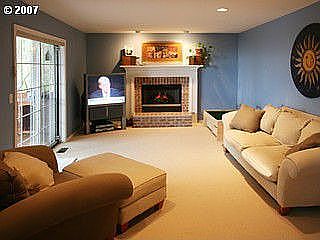 Basement Family Room with gas fireplace