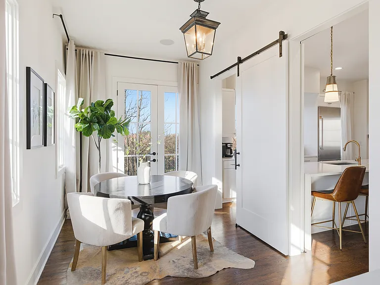 Dining table with seating for four.