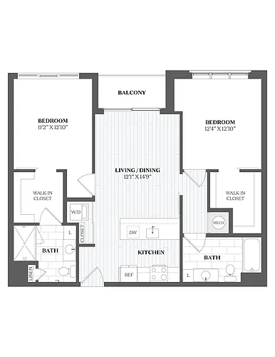 Floor plan 2 Bed/2 Bath-B5.1