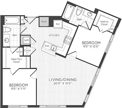 Floor plan 2 Bed/2 Bath