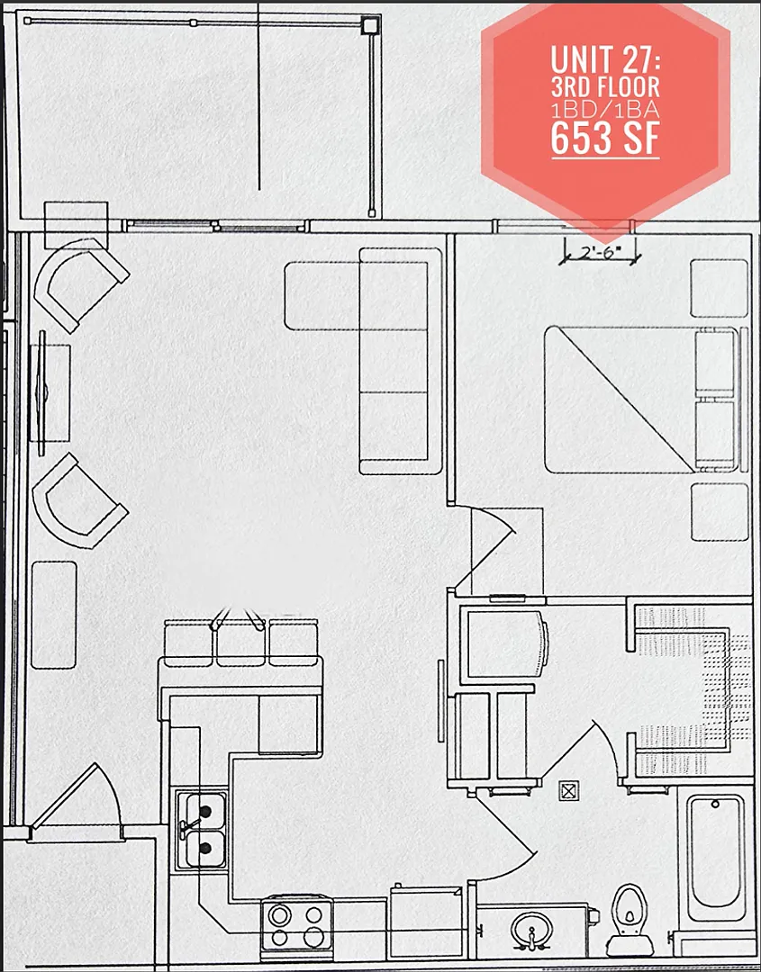 1 BD 1 BA 3rd Floor — Photo 4