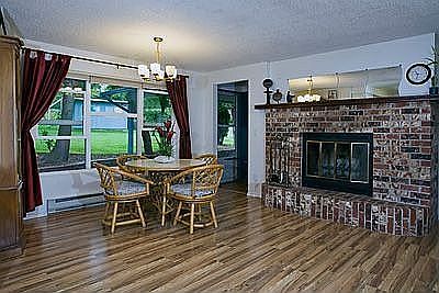 Dining room and fireplace