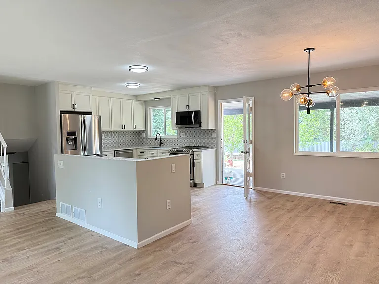 Dining room and kitchen