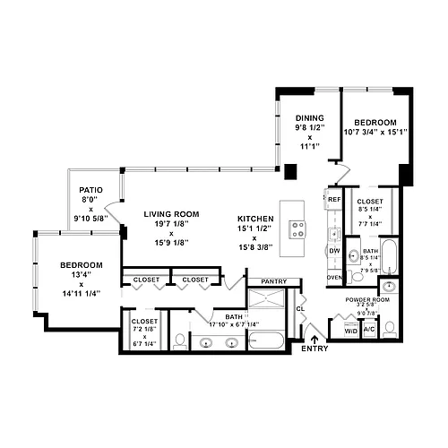 Floor plan 2 Bed/2 Bath Penthouse-b14.2