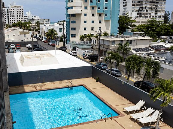 The swimming pool from the apartment balcony