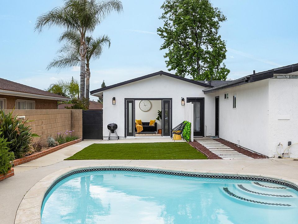 Private Side Gate Entrance, Pool view with BBQ & Turf