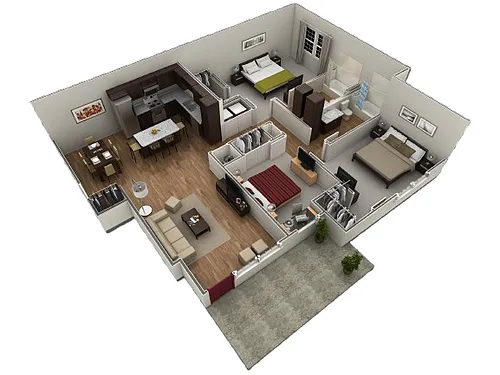 Floor plan 3 BR Grand Courtyard