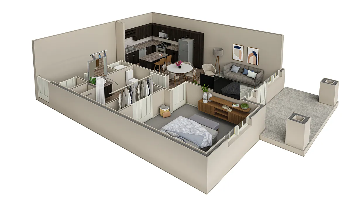 Floor plan 1 BR Vue Courtyard