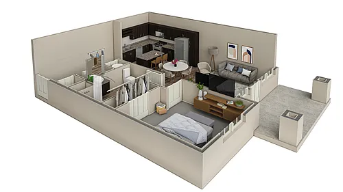 Floor plan 1 BR Vue Courtyard