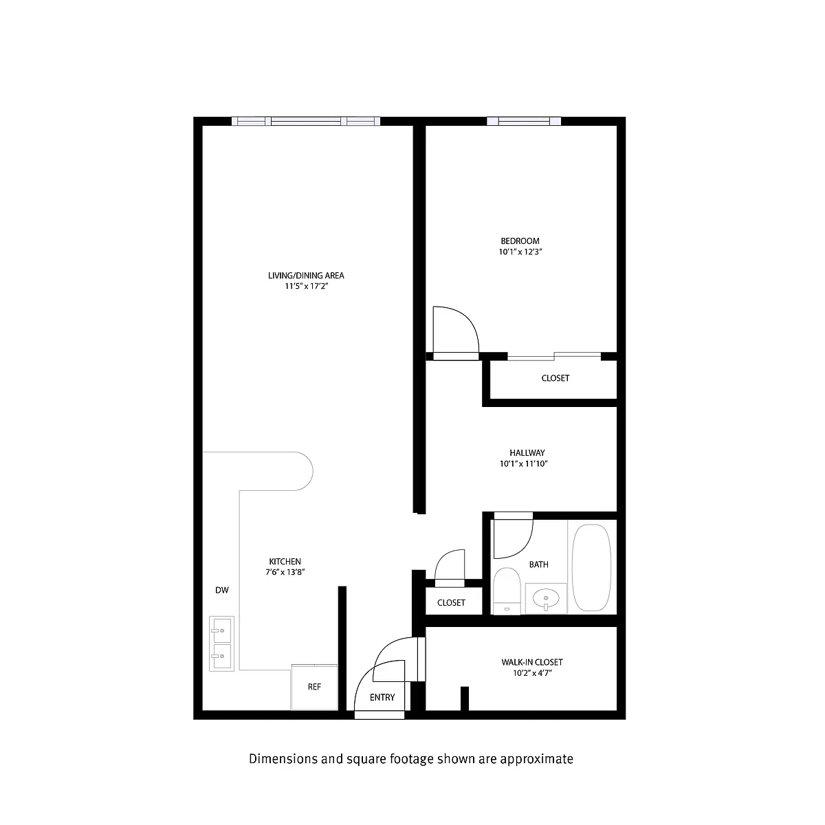 Floor plan Asbury Place 1 Bed and 1 Bath C
