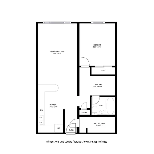 Floor plan Asbury Place 1 Bed and 1 Bath C