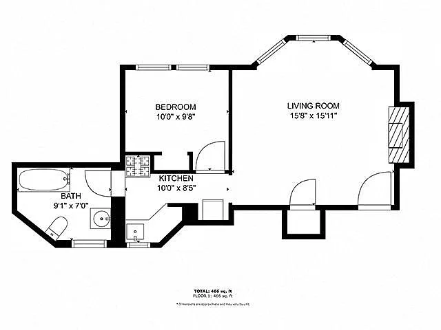 Floor plan 1 Bedroom 1 Bathroom