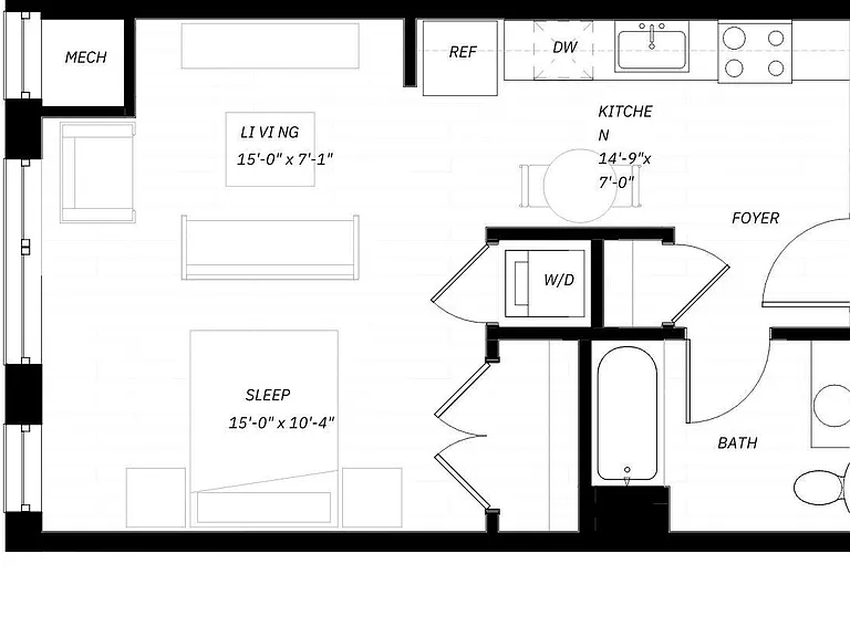 Studio A floor plan District 1860