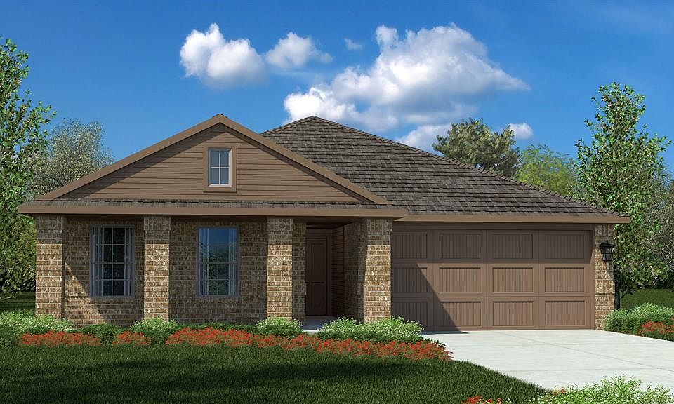 Front Elevation - D.R. Horton''s Bellvue Floorplan - Elevation C - All Home and community information, including pricing, included features, terms, availability and amenities, are subject to change at any time without notice or obligation. All Drawings, pictures, photographs, video, square footages, floor plans, elevations, features, colors and sizes are approximate for illustration purposes only and will vary from the homes as built.