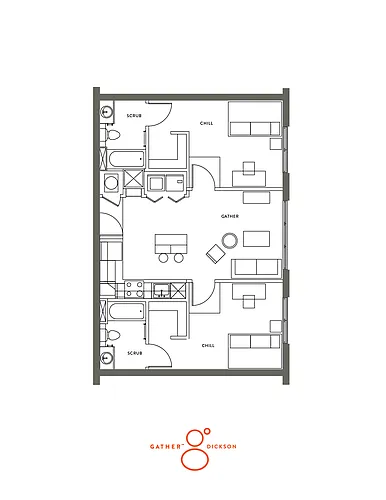 Floor plan 2 Bed, 2 Bath