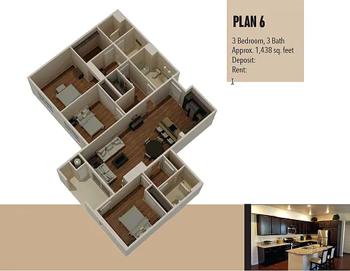 Floor plan 3 Bedrooms, 3 Bathrooms