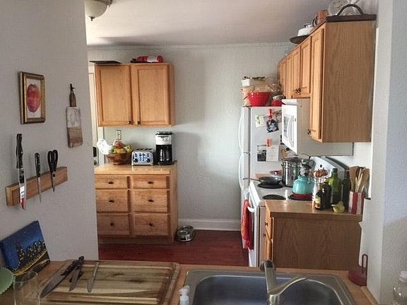 Kitchen view through living room
