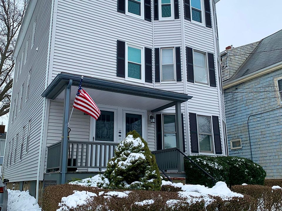 Renovated exterior of 47 Wilbur Street, Everett with new black shutters!.