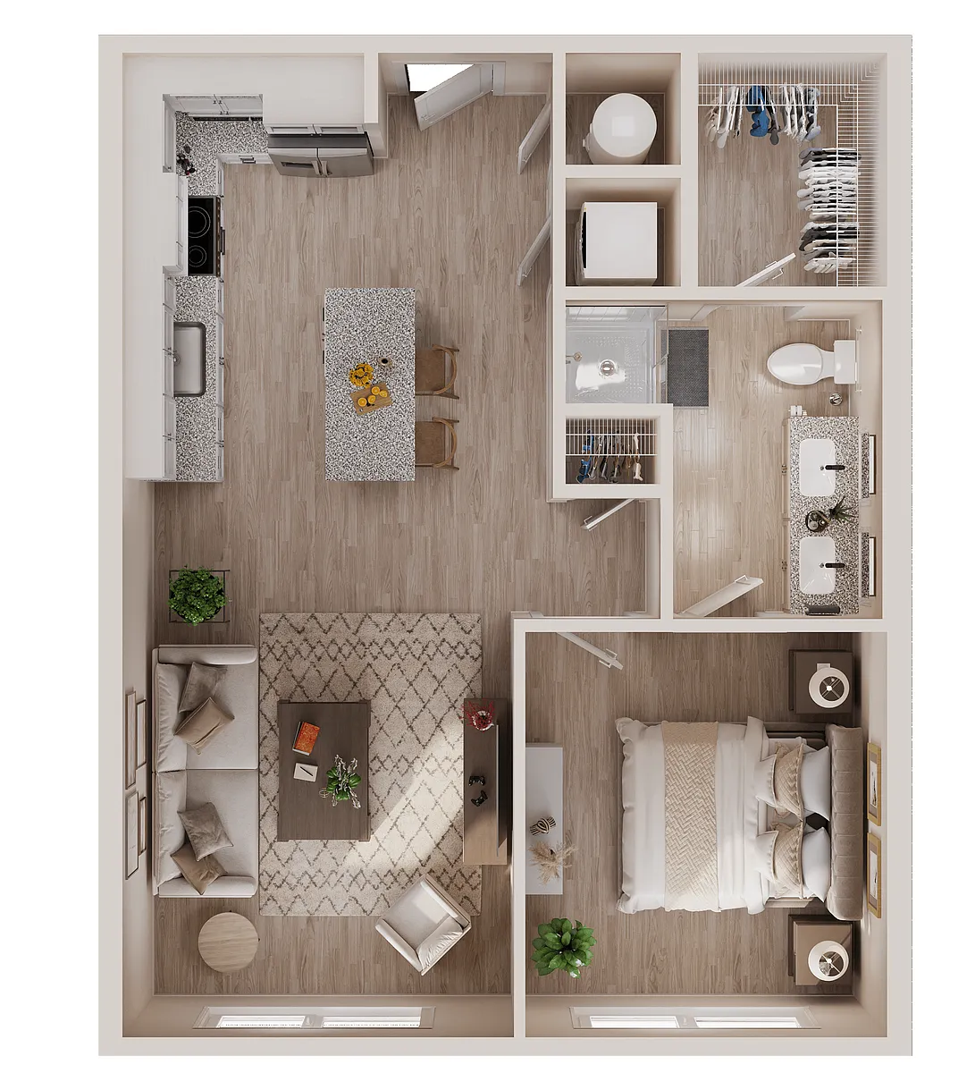 Floor plan A1A One Bedroom / One Bath