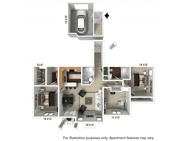 Floor plan D2 Plan with Garage*