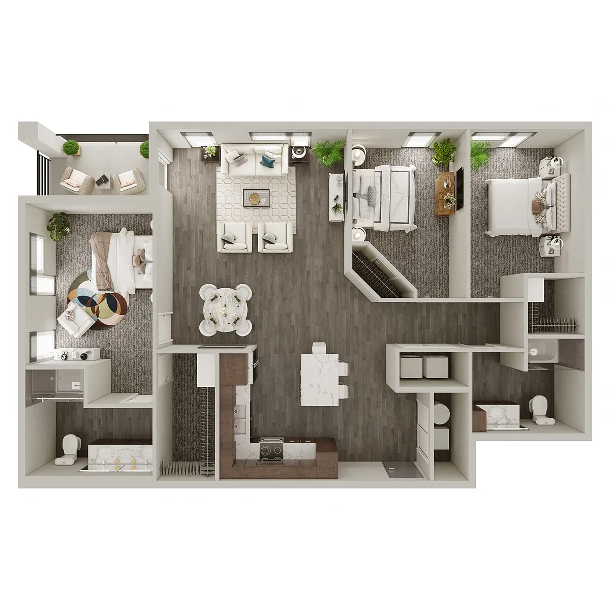 Floor plan 3 Bedroom, 2 Bathroom - 1368-1426 SF