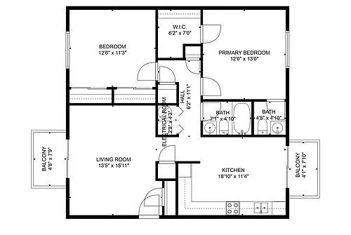 Floor plan Remodeled Mid-level 2bed