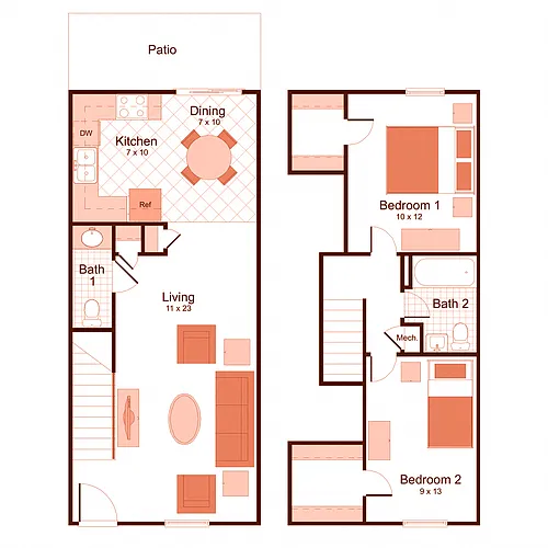 Floor plan 2x1.5 (Townhome)