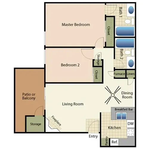 Floor plan 2 Bed 2 Bath A